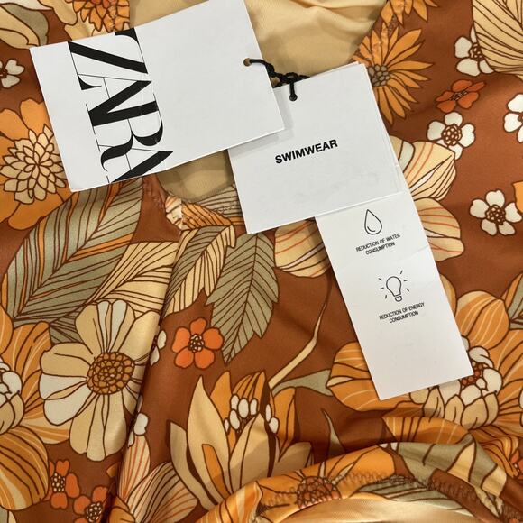 NEW ZARA MULTICOLOR FLORAL PRINTED SWIMSUIT BOHO FALL PRINT FLORAL Size S - Picture 6 of 8